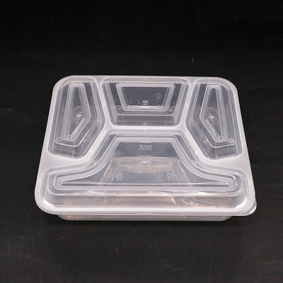 Vier van de de Lunchdoos van de Compartimentenpp Rechthoek van de het Voedselcontainer het Voedselrang met Convex Deksel