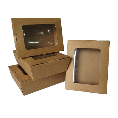 Het Document van douanelogo food container box disposable Kraftpapier Vakje met Venster