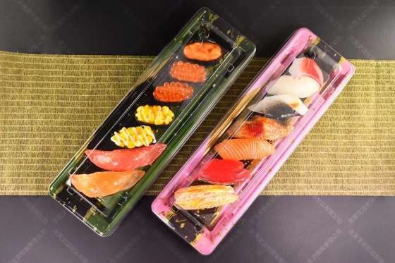 Verpakking warmverkoop op maat wegwerp plastic PP/PET/OPS populair ontwerp super grote grootte takeaway sushi bak feest。