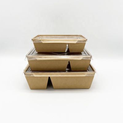 Kraftpapier-het Document haalt Beschikbare Voedselcontainer met Transparante Deksels weg