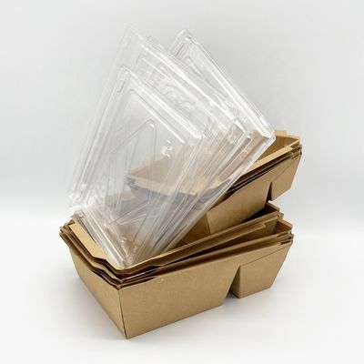 Ambachtdocument Beschikbare Meeneemcontainers met Transparante Plastic Dekking