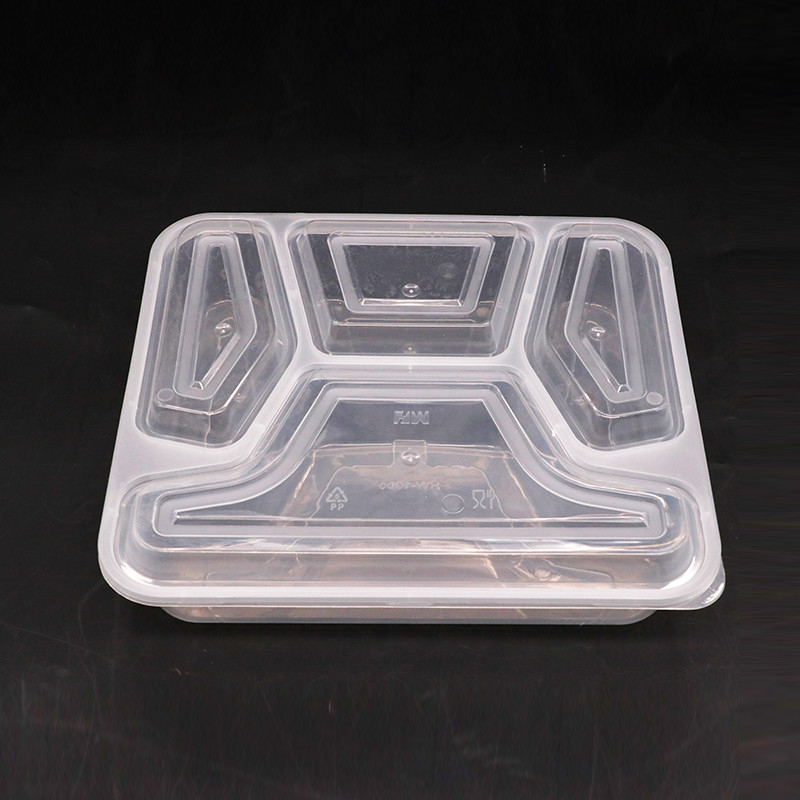 Vier van de de Lunchdoos van de Compartimentenpp Rechthoek van de het Voedselcontainer het Voedselrang met Convex Deksel