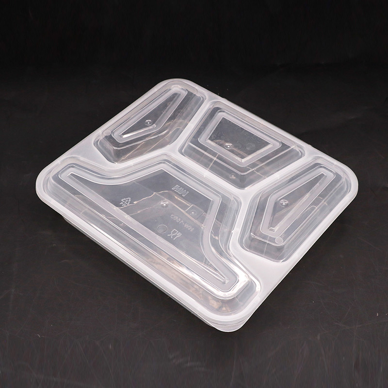 Vier van de de Lunchdoos van de Compartimentenpp Rechthoek van de het Voedselcontainer het Voedselrang met Convex Deksel