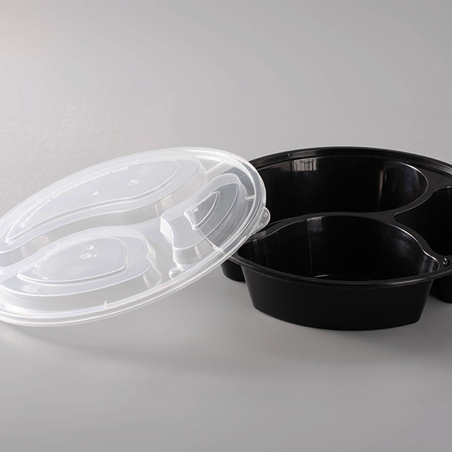 3 haalt het compartimenten Snelle Voedsel Plastic Pp de Beschikbare Zwarte van de Lunchdoos weg