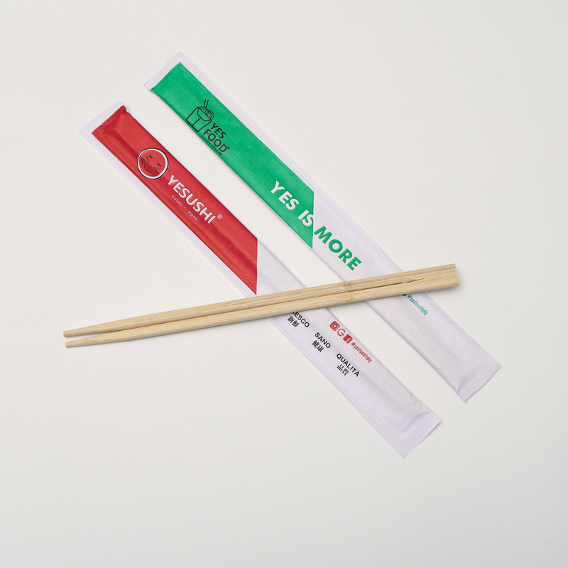 Paper Sleeve Pack Bamboo en Wood Paper Printed Round Twins Tensoge Chopsticks