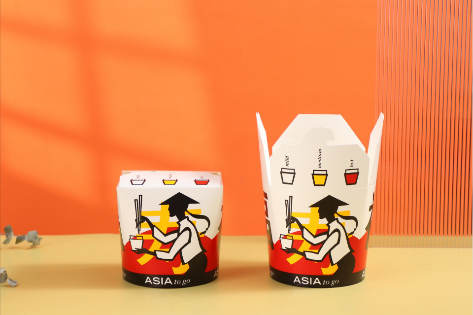 Paper take-away box lunch box noodel box kraft voedselverpakking