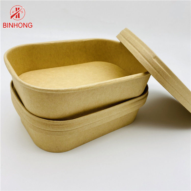 Rechthoekig Kraftpapier-Document Rijstvakje Bento 500ml 650ml 750ml 1000ml