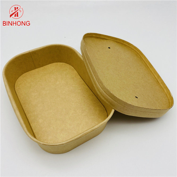 Rechthoekig Kraftpapier-Document Rijstvakje Bento 500ml 650ml 750ml 1000ml