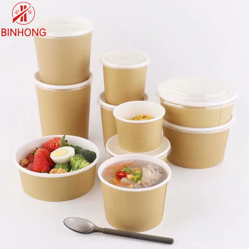 Ronde Kraftpapier-Document 32oz Eco Meeneemcontainers