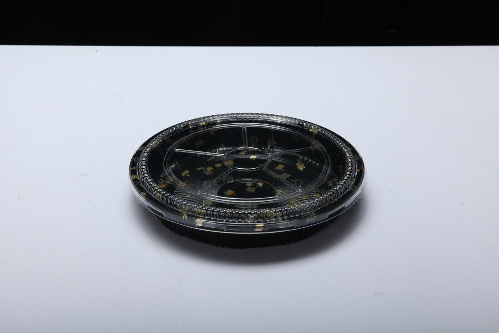 De beschikbare plastic dienbladdoos, rond sushidienblad, haalt voedseldienblad weg