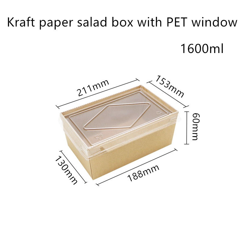 Het Document van Kraftpapier van het HUISDIERENdeksel Beschikbare Voedselcontainers 2100 1600 1400ml