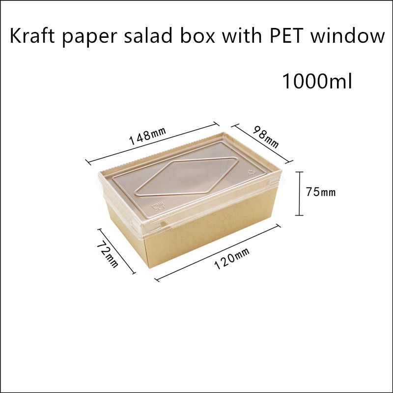 Het Document van Kraftpapier van het HUISDIERENdeksel Beschikbare Voedselcontainers 2100 1600 1400ml