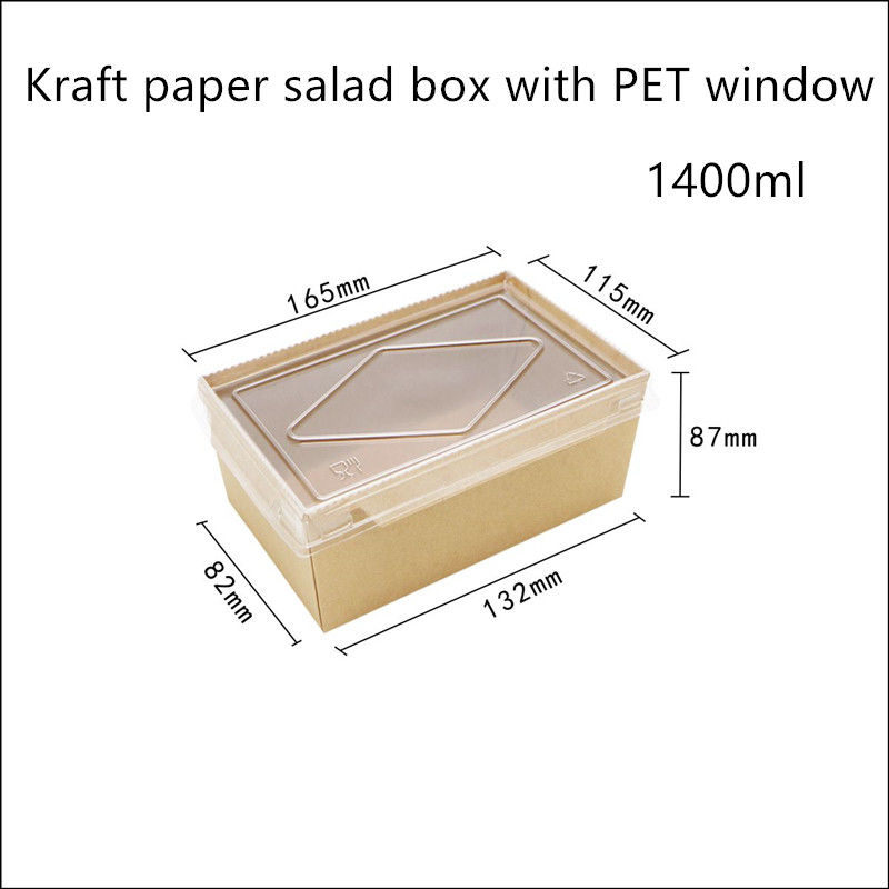 Het Document van Kraftpapier van het HUISDIERENdeksel Beschikbare Voedselcontainers 2100 1600 1400ml