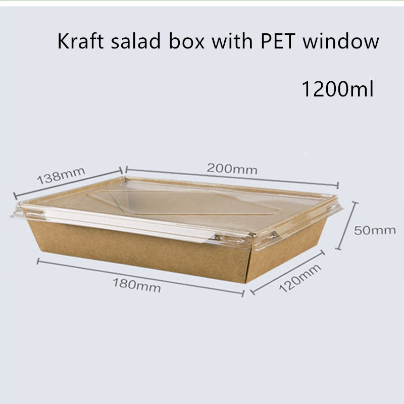 Het Document van Kraftpapier van het HUISDIERENdeksel Beschikbare Voedselcontainers 2100 1600 1400ml