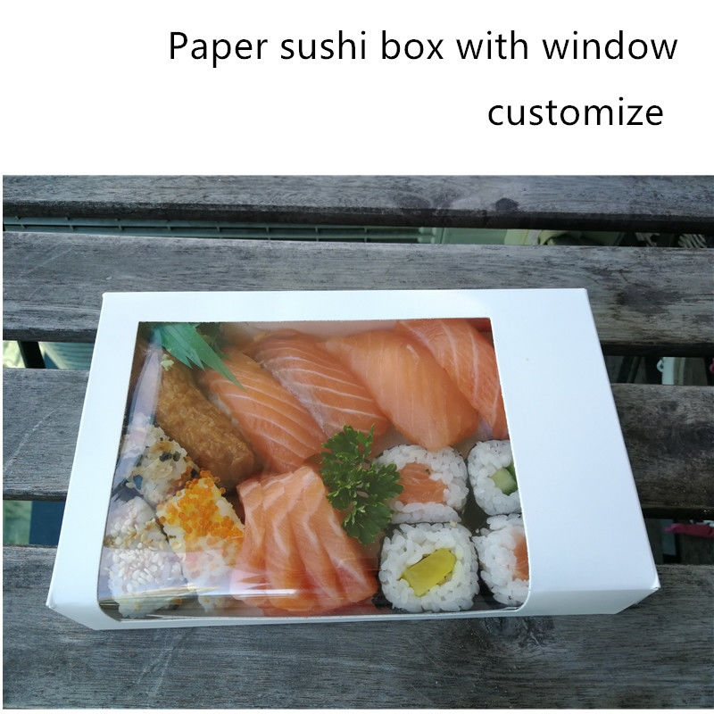 Beschikbaar Kraftpapier-Document Sushi Meeneemvakje met Duidelijk Venster ISO9001