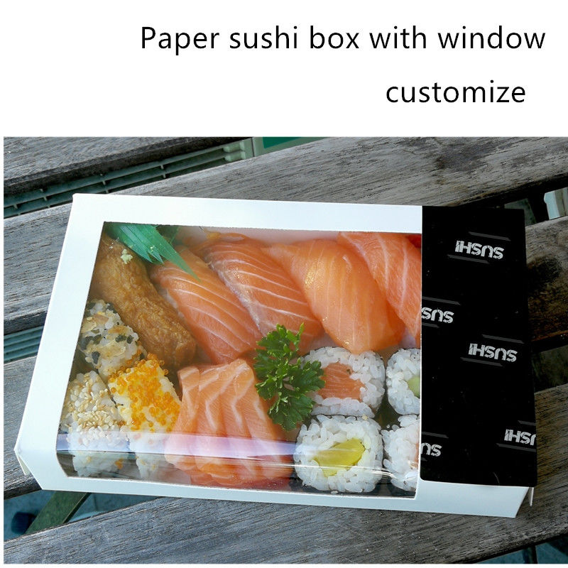 Beschikbaar Kraftpapier-Document Sushi Meeneemvakje met Duidelijk Venster ISO9001