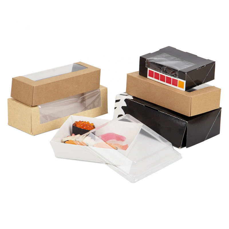 Beschikbaar Kraftpapier-Document Sushi Meeneemvakje met Duidelijk Venster ISO9001