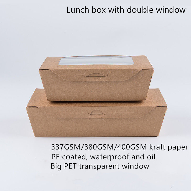 het Document van 1200ml 337 380 400gsm Kraftpapier Lunchvakje met HUISDIERENvenster