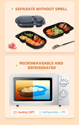 ODM/OEM de Plastic Microgolf Bento Lunch Box Disposable 2 van het cateringsbureau Compartiment